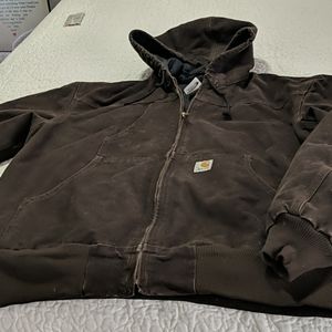 Brown Carhartt jacket with hood